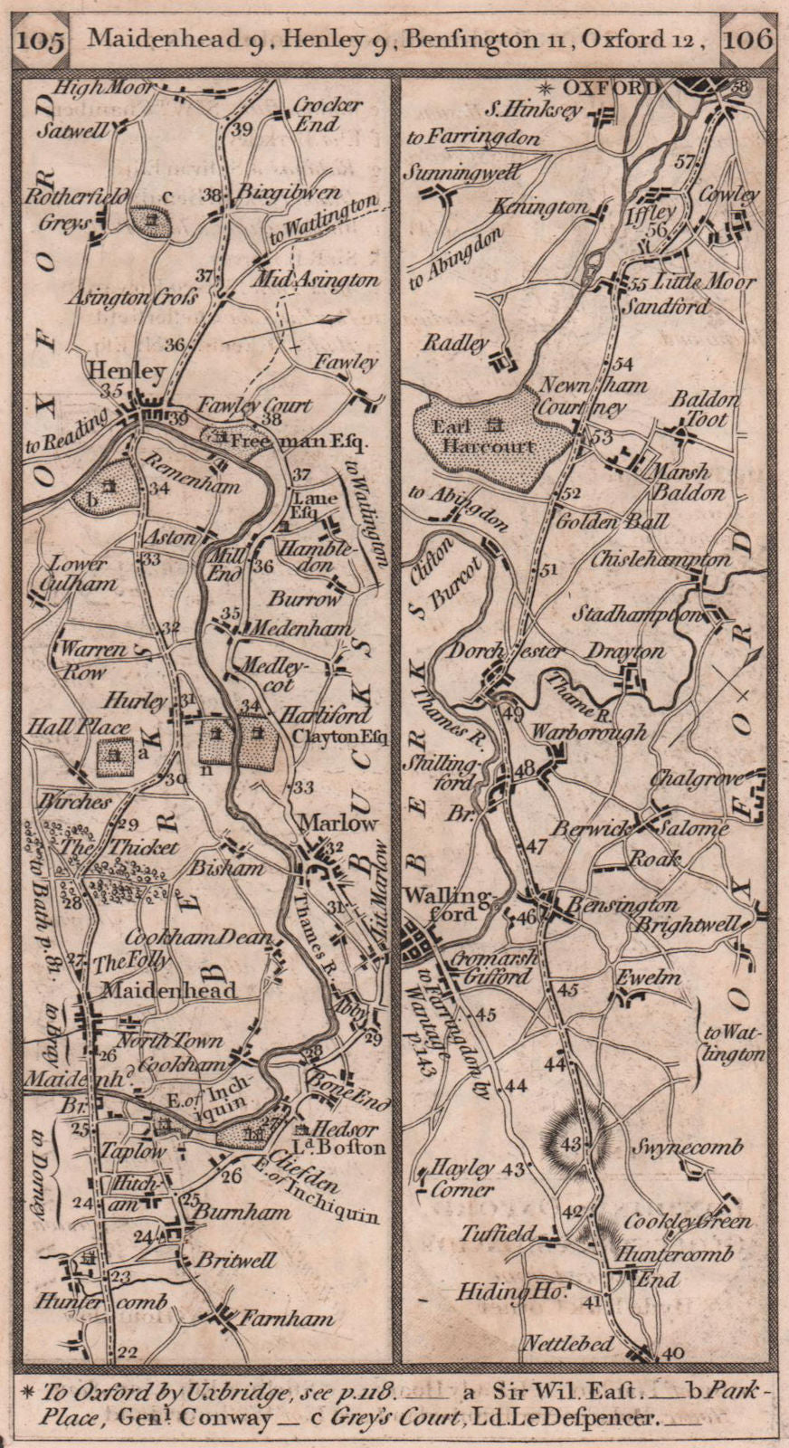 Maidenhead-Marlow-Henley-Dorchester-Oxford road strip map PATERSON 1803